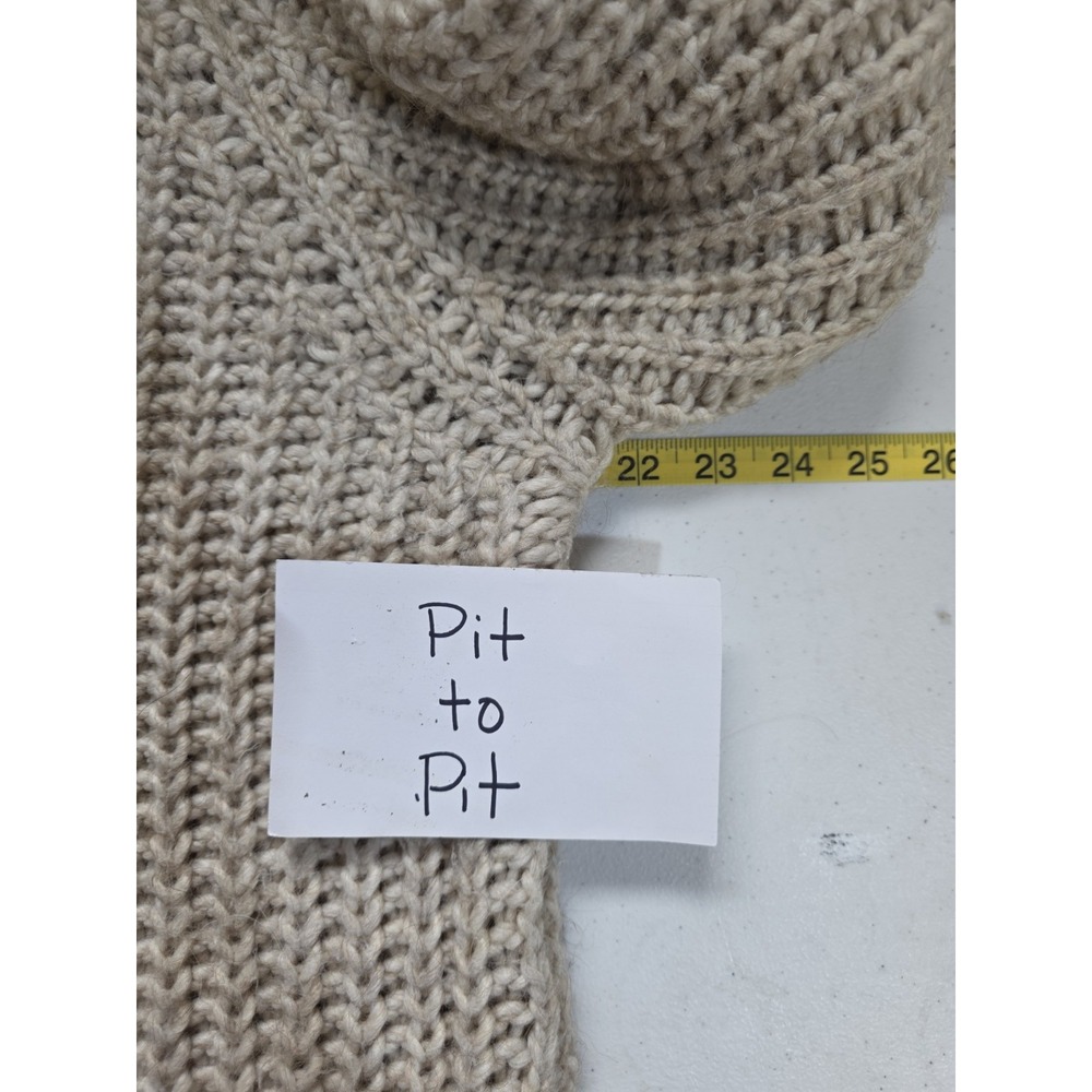 Elsamanda Women Large Cardigan Wool Alpaca Zip Cable Knit Sweater Beige Cozy - Picture 4 of 11